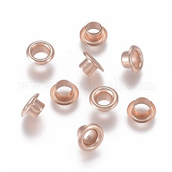 Noyau d'oeillet de style européen en 201 acier inoxydable, œillet pour les grandes perles de trou, plat rond, or rose, 8x4.5mm, Trou: 4mm