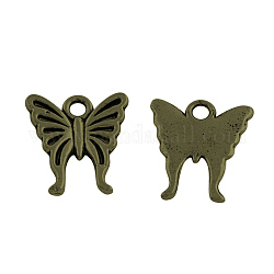 Tibetan Style Alloy Butterfly Charms, Cadmium Free & Nickel Free & Lead Free, Antique Bronze, 16x14x2mm, Hole: 2mm, about 1086pcs/1000g