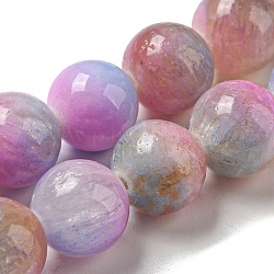 Gefärbt natürliche Jade Perlen Stränge, Runde, Pflaume, 9.5~10 mm, Bohrung: 1.2 mm, ca. 40 Stk. / Strang, 15.94 Zoll (40.5 cm)