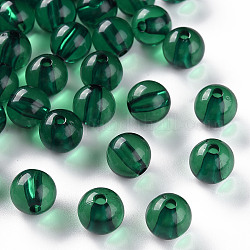 Perles en acrylique transparente, ronde, vert foncé, 10x9mm, Trou: 2mm, environ 940 pcs/500 g