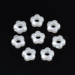 ABS Plastic Imitation Pearl Beads, Flower, Creamy White, 9x9x4mm, Hole: 1.4mm, about 384pcs/50g