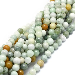 Hebras naturales de perlas de jade de myanmar, redondo, 8mm, agujero: 1 mm, aproximamente 49 pcs / cadena, 15.55'' (39.5 cm)