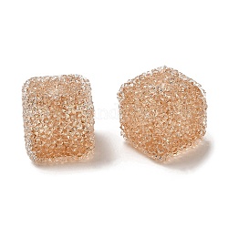 Perles en résine, avec strass, cube drusy, Pérou, 16x16x16mm, Trou: 3.6mm