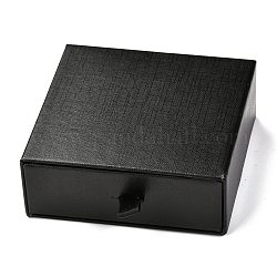 Caja de cajón de papel cuadrada, con esponja negra y cuerda de poliéster, para pulsera y anillos, negro, 9.3x9.4x3.4 cm