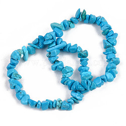 Эластичные браслеты из синтетической бирюзы (окрашенной) с бисером, глубокое синее небо, внутренний диаметр: 1-3/4~2 дюйм (4.5~5 см)