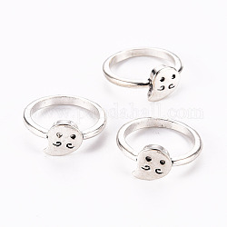 Alloy Finger Rings, Cadmium Free & Lead Free, for Halloween, Ghost, Antique Silver, US Size 7 1/2(17.7mm)