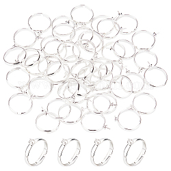 Dicosmetic 50pcs verstellbarer Ring aus Messing, für die Hälfte gebohrt Perlen, Silber, uns Größe 9 (18.9mm)