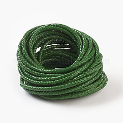 Cordoncino di cuoio intrecciato, corda di gioielli di pelle, diy materiale per gioielli, tinto, tondo, verde, 6mm, circa 10.93 iarde (10 m)/fascio