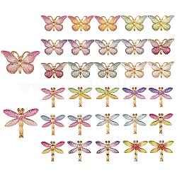 32 stücke 2 stil diy kunststoffanhänger, Libelle und Schmetterling, Mischfarbe, 32 Stück / Karton
