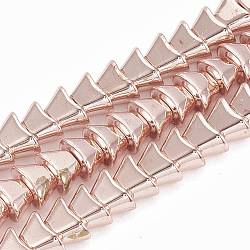 Electroplate non magnetici ematite sintetico fili di perline, vcoin, placcato oro rosa, 4x8x5mm, Foro: 1 mm, circa 92pcs/filo, 15.7 pollice