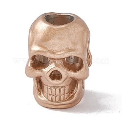 Zinc Alloy Cord Ends, End Caps, for Clasp Making, Skull, Matte Gold Color, 18.5x14x14mm, Hole: 6.3mm and 9.5mm