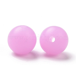 Perles de silicone lumineuses, perles à mâcher pour les jouets de dentition, Diy soins infirmiers colliers faisant, ronde, violette, 12x11.5mm, Trou: 2mm