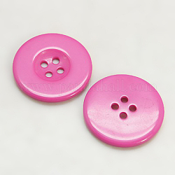 Resin Buttons, Dyed, Flat Round, Hot Pink, 30x3mm