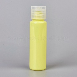 30 ml Macaron Farbe Haustier Kunststoff leere Flip-Cap-Flaschen, mit pp Plastikdeckel, zur Aufbewahrung von Reiseflüssigkeitskosmetikproben, Champagnergelb, 9.5x2.6 cm, Kapazität: 30 ml (1.01 fl. oz)