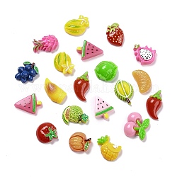 Самоклеющиеся наклейки из непрозрачной смолы, декодировать кабошоны, играть в еду, имитация еды, овощи и фрукты, разноцветные, 18~25.5x13~16x7.5~8 мм