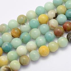 Brins de perles d'amazonite de fleurs naturelles, ronde, 10~10.5mm, Trou: 1mm, Environ 38 pcs/chapelet, 15.7 pouce (40 cm)
