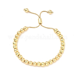 Gestellplattiertes rundes Perlen-Schieberarmband aus Messing für Frauen, Bleifrei und cadmium frei, echtes 18k vergoldet, Perlen: 6 mm, Innendurchmesser: 1-3/4~2-5/8 Zoll (4.35~6.65 cm)