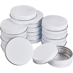 Benecreat 14 bocaux en aluminium de 60 ml, boîtes de conserve rondes en aluminium contenants cosmétiques avec couvercle à vis pour le stockage de voyage de bricolage artisanat-blanc