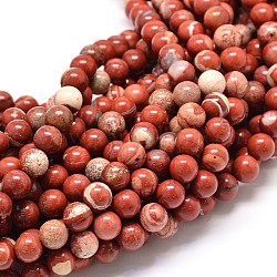 Chapelets de perles en jaspe rouge naturel, ronde, 6mm, Trou: 1mm, Environ 62 pcs/chapelet, 15.5 pouce