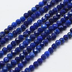 Chapelets de perle en lapis-lazuli naturel, ronde, facette, AA grade, 2~2.5mm, Trou: 0.5mm, Environ 156 pcs/chapelet, 15.3 pouce (39 cm)