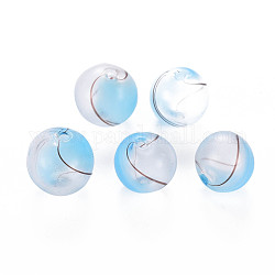 Perles de globe en verre soufflé à la main transparent, ronde, lumière bleu ciel, 10.5~12.5mm, Trou: 1~2mm