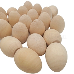 Decorazioni per esposizione di uova simulate in legno non finite, per il mestiere di pittura di uova di Pasqua, Burlywood, 4.5x3.5cm