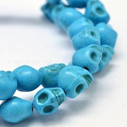 Gefärbt synthetischen Türkis Perlen Stränge, Schädel, Deep-Sky-blau, 10x8x10 mm, Bohrung: 1 mm, ca. 38~40 Stk. / Strang, 15~15.5 Zoll
