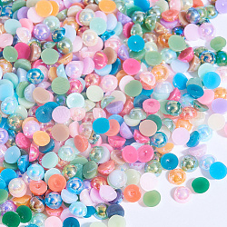 ABS Plastic Imitation Pearl Cabochons, Nail Art Decoration Accessories, Half Round, Mixed Color, 4x2mm, about 10000pcs/bag