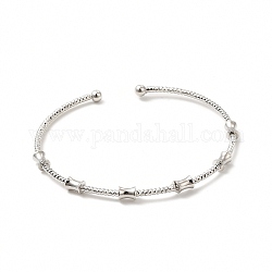 Bracelet de manchette ouvert perlé de tambour en laiton de placage de support pour des femmes, sans cadmium et sans plomb, platine, diamètre intérieur: 2 pouce (5.2 cm)