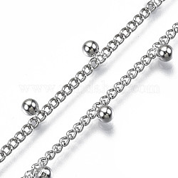 Латунные бордюрные цепи, с шаровыми подвески, долговечный, несварные, платина, 5x3 мм