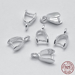 925 gancio per pendente in argento sterling rodiato, ice pick & pizzico balle, platino, 4x4mm diametro interno , 9x5x3mm, Foro: 1.5 mm, pin: 0.8 mm.
