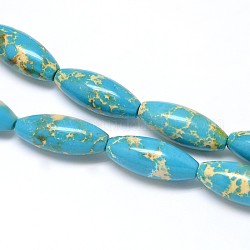 Rice Synthetic Turquoise Beads Strands, Elongated Oval Beads, 25x10mm, Hole: 1mm, about 16pcs/strand, 15.7inch