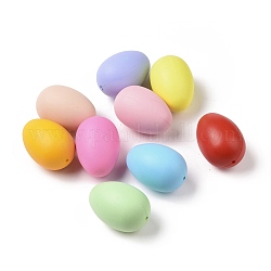 Plastic Simulated Eggs, for DIY Kids Painting Easter Egg Craft, Mixed Color, 59x40.5mm, Hole: 3.5mm, 50pcs/bag