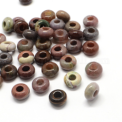 Natürliche indische Achat europäischen großen Loch Perlen, Rondell, 13~14x7~8 mm, Bohrung: 5 mm