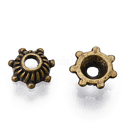 Tibetan Style Zinc Alloy Bead Caps, Multi-Petal, Cadmium Free & Lead Free, Antique Bronze, 5x2mm, Hole: 1mm, about 10000pcs/1000g