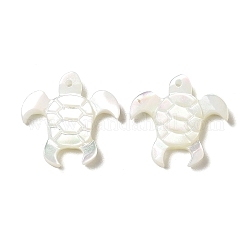 Pendenti shell bianco naturale, ciondoli tartaruga marina, fumo bianco, 15x15.5x2mm, Foro: 1 mm