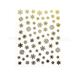 Nagelabziehbilder für Weihnachten, Snowflake selbstklebende Metallic-Nailart-Zubehör, für frau mädchen diy nail art design, golden, 10.1x7.85 cm