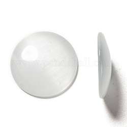 Cabochons di vetro di occhio di gatto, mezzo tondo/cupola, bianco, circa18 mm di diametro, 4.8 mm di spessore
