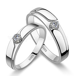 Messing klarer kubikzirkonia verstellbare paar ringe, zur Hochzeit mit Männern, Platin Farbe, uns Größe 7 (17.3mm)