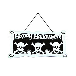 Decorazioni pendenti in stoffa, per la festa di halloween, teschio pirata, bianco e nero, 220x480mm