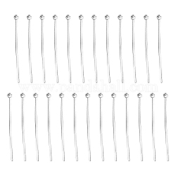 SUNNYCLUE 1 Box 25Pcs Sterling Silver Flat Head Pins 2cm Flat Head Pins for DIY Jewelry Making Earrings Findings