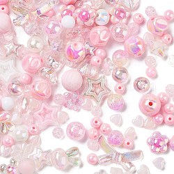 Acryl-Perlen, Mischformen, rosa, 7~36.5x7~36.5x5.5~36.5 mm, Bohrung: 1.8~4.5 mm, ca. 299 Stk. / 500 g