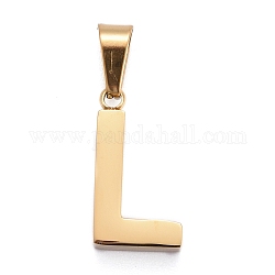 Placage ionique (ip) 304 pendentifs lettre en acier inoxydable, polissage manuel, alphabet, or, letter.l, 18.5x10x3.5mm, Trou: 6.5x3.5mm