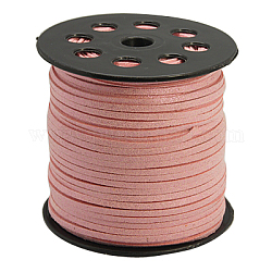 Polvo del brillo del cordón del ante de imitación, encaje de imitación de gamuza, rosa, 3mm, 100 yardas / rollo (300 pies / rollo)