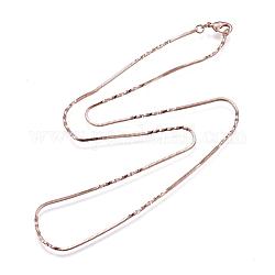 Colliers de chaînes en laiton, chaîne de serpent, avec fermoirs mousquetons, or rose, 16.9~18.1 pouce (43~46 cm)
