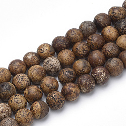 Chapelets de perle en agate naturelle teinte, ronde, chameau, 8~8.5mm, Trou: 1mm, Environ 47 pcs/chapelet, 15.5 pouce