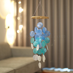 Shell Wind Chime, for Home Wall Pendant Decoration, Dodger Blue, 590x145mm