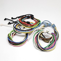 Bracelets de ficelle de jute multibrins colorés de style décontracté unisexe à la mode, couleur mixte, 52mm