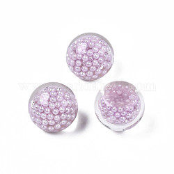 Cabochon acrilici traslucidi, con abs imitazione perla perline, tondo, prugna, 18x15.5~16mm