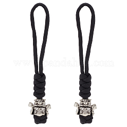 2pcs Knife Lanyards with Alloy Samurai Head Beads Charms Paracord Lanyard Tactical Lanyard Braided Clip Lanyard Strap EDC Accessories for Knife Buckle Travel Car Keychain Backpack Camping